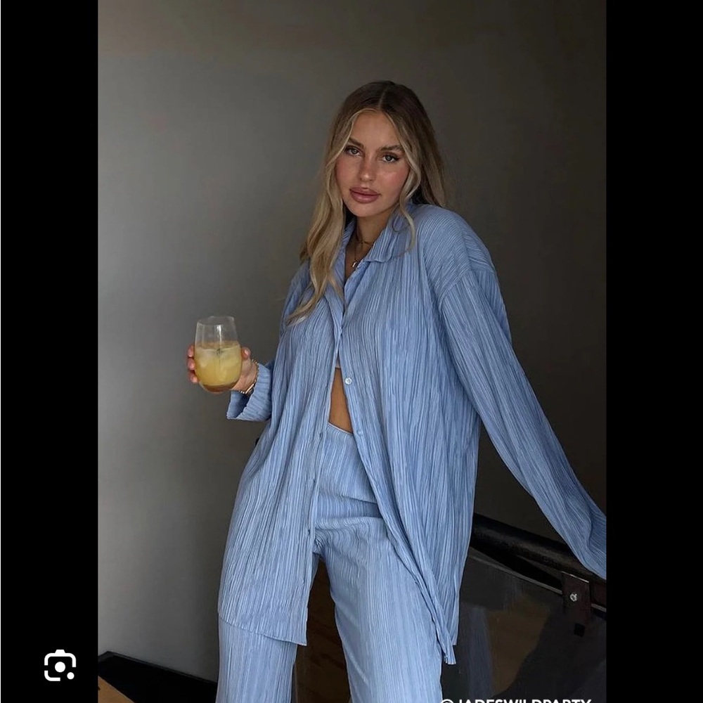 Storets Light Blue Oversized Women's Pants & Shirt Set